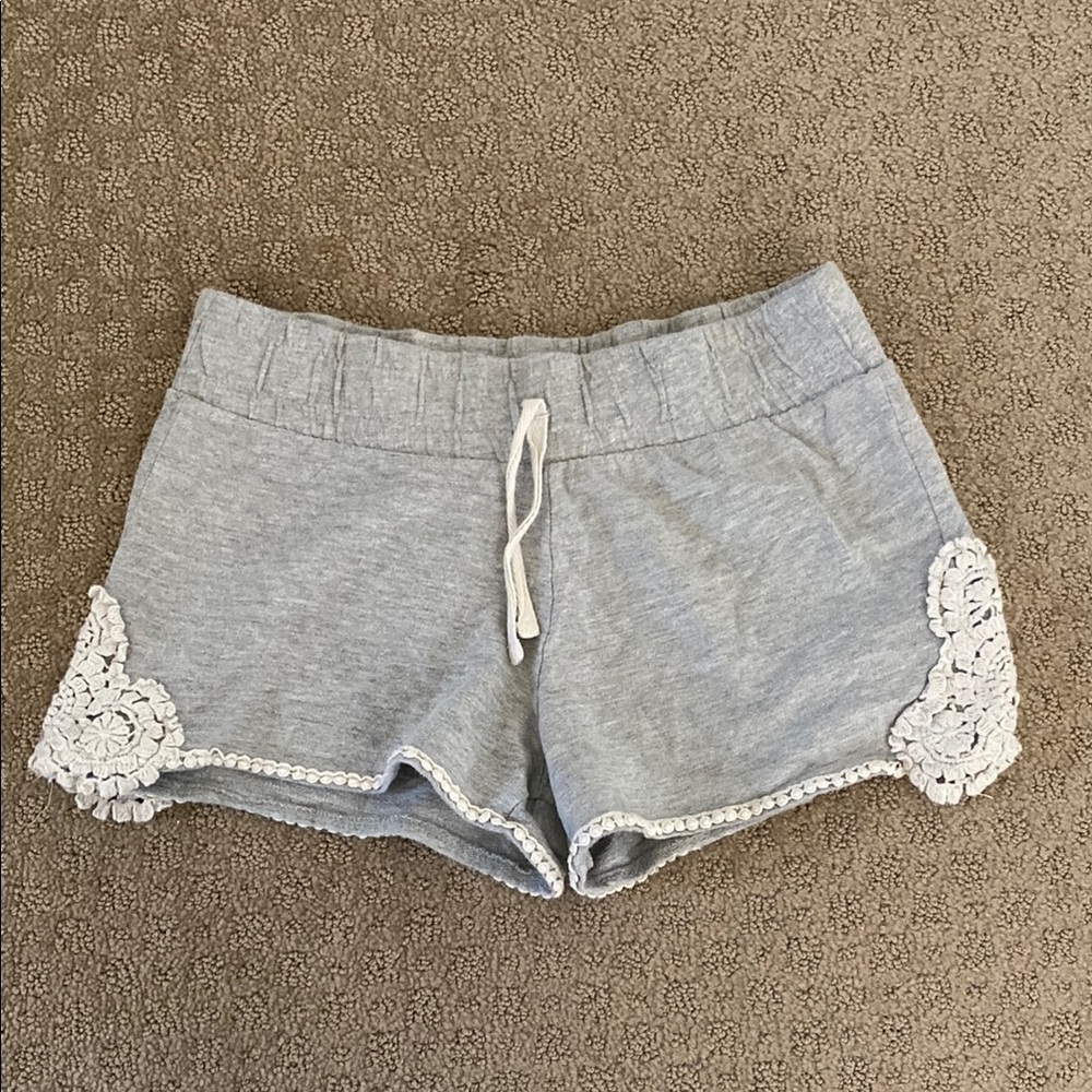 Girl’s Large (12) Gray Lace Trim Shorts